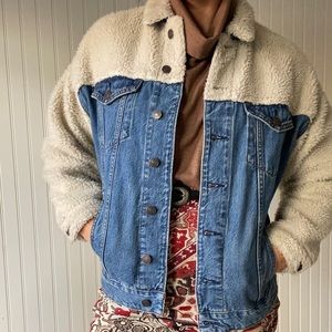 American Eagle Denim Teddy Sherpa Jacket